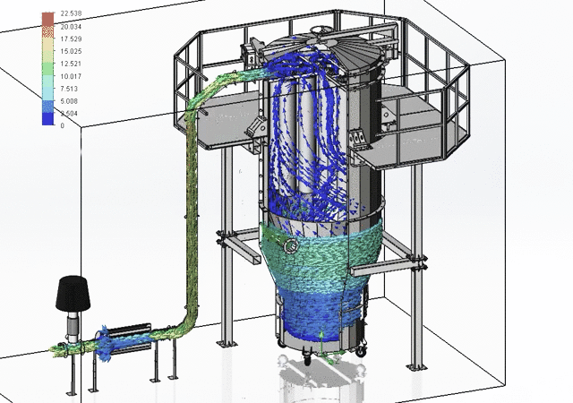 Vacuum system internal airflow simulation
