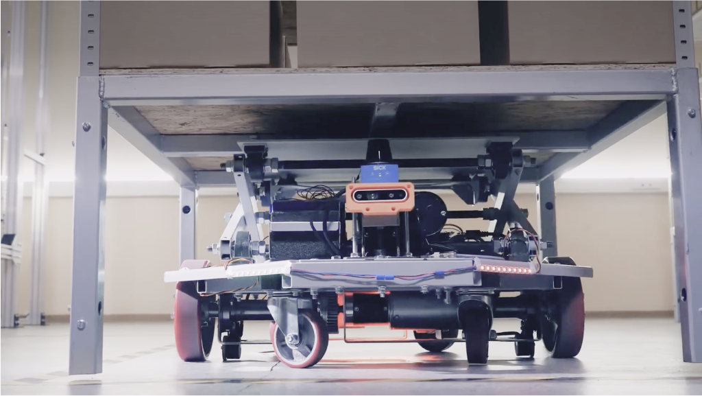 Warehouse fulfillment robot chassis, underside