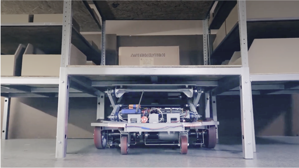 Warehouse fulfillment robot, side view
