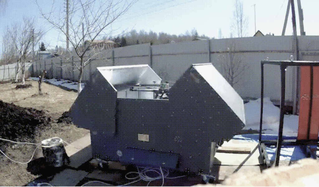 Autonomous drone station with hatch open